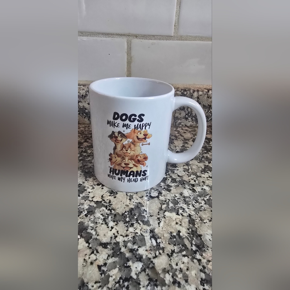 Dogs Make Me Happy White Mug